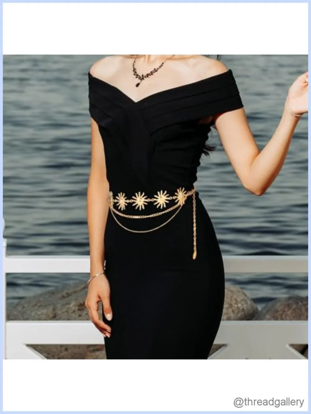 Multilayer Metal Waist Chain Belt Sun Charm Adjustable Size